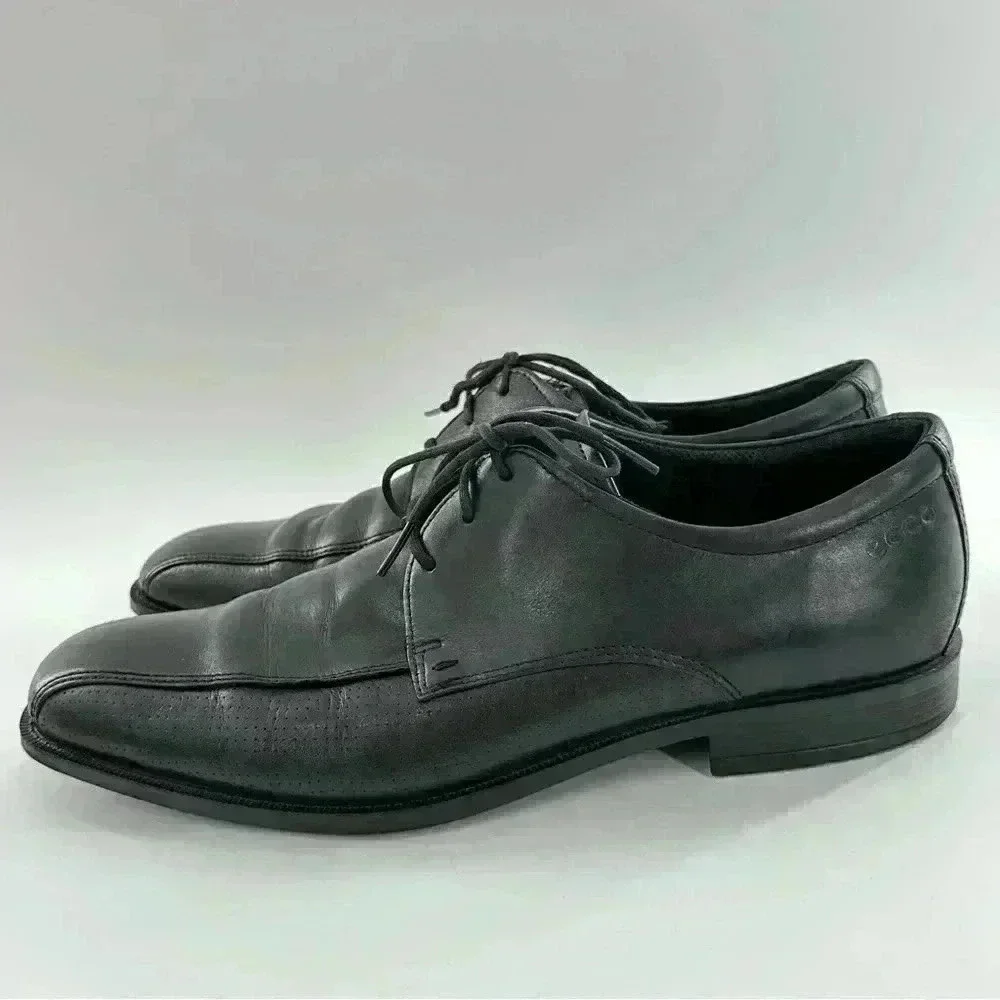 Ecco mens oxfords size 43 9.5 black leather bicycle toe Orthopedic comfort